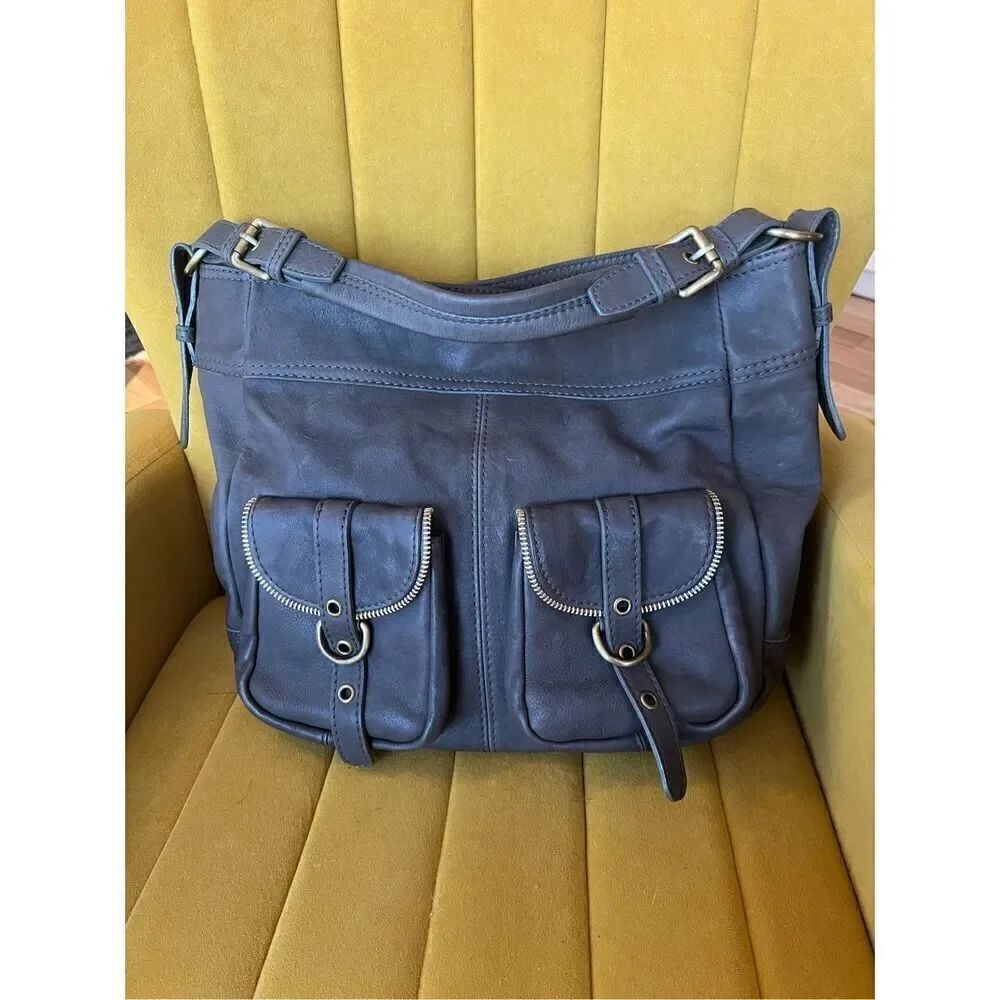 Via Repubblica grey leather tote purse